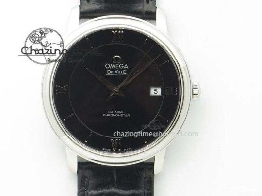 0514 Fashionable De Ville Prestige Real Power Reserve SS TW 1:1 Best Edition White Dial Blue Markers On Leather Strap A 8094